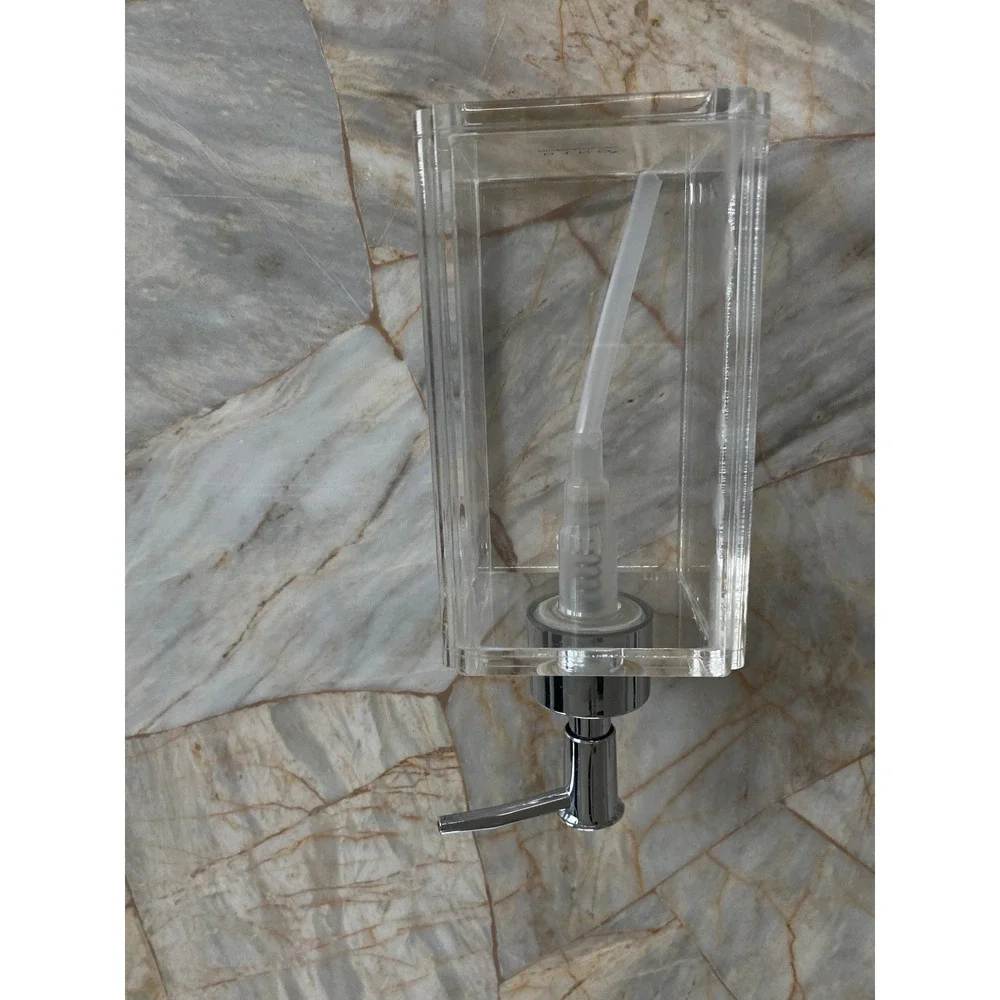 BINO Clear Acrylic Soap Dispenser Rectangular Chrome Pump Modern Bathroom Decor